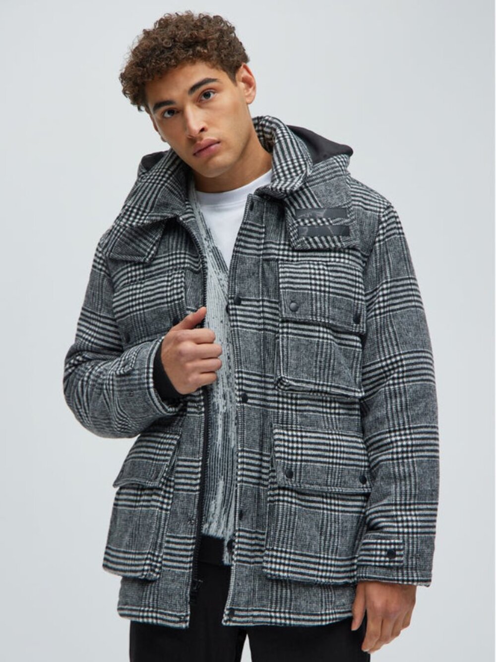 Fashion Nova Men Careless And Free Plaid Duffle Jacket Coat - Black